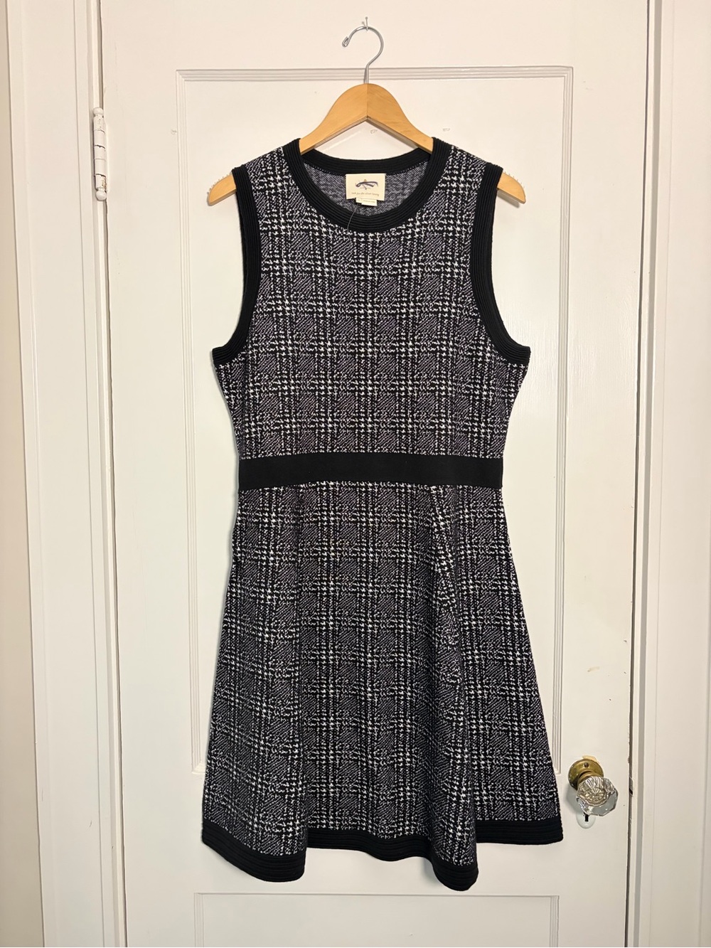 kate spade Black & White Tweed-Inspired Sleeveless Fit-and-Flare Dress
